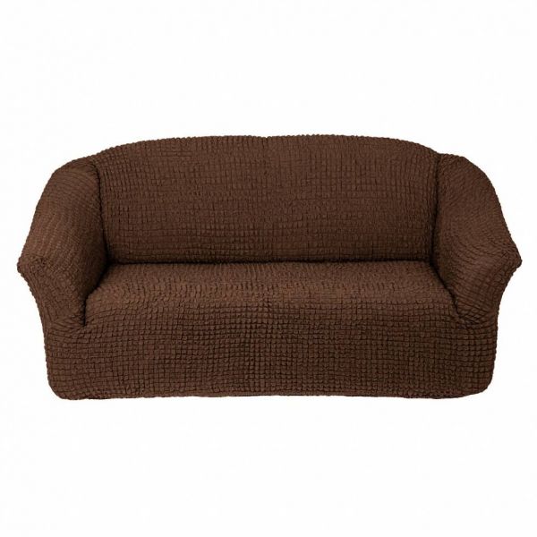 Triple sofa cover without frill, chocolate