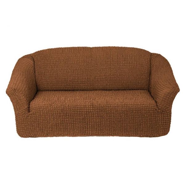 Triple sofa cover without frill, brown