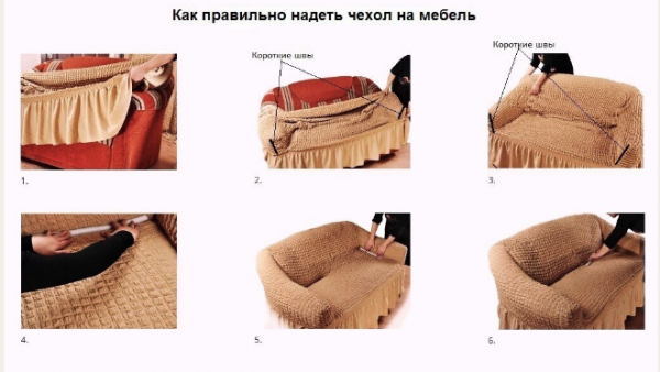 Cover for three-seater sofa without frill, natural