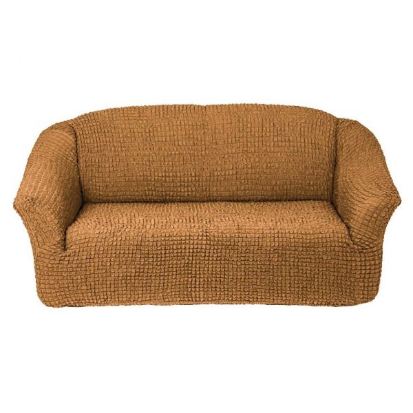 Triple sofa cover without frill, mustard